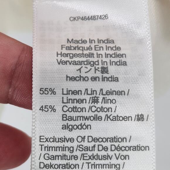 Madewell White Linen Cotton Short Puff Sleeve Button Down Mini Dress Women's 2 - Picture 4 of 12